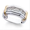 Hecheng Anillo para Hombre Nuevo Bicolor Platinado Transfronterizo Joyería para Hombre de Cobre Blanco con Zirconias Incrustadas de Venta Caliente Europea y Americana