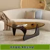 Mesa de centro para uso doméstico, adecuada para apartamentos pequeños, mesa de centro de cristal, sala de estar, lujo ligero, moderna, minimalista, madera maciza, creativa, mesa de centro redonda