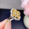 Anillo de Zafiro Amarillo Puro Natural Gema Grado 5A Tamaño 3*4mm Plata 925 Artesanía Fina Incrustación Venta Directa de Fábrica