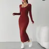 Comércio Exterior Transfronteiriço Europeu e Americano Nova Roupa Feminina Site Independente da Amazon Cor Sólida Slim Vestido Elegante Saia Longa em Estoque