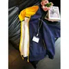 Sudadera con capucha de color block estilo americano, unisex, peso pesado, corte extragrande, diseño limpio, streetwear, ropa deportiva para parejas para otoño