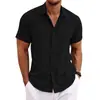 Camiseta de Lino para Hombre de Manga Corta Camiseta Interior Holgada de Color Puro Camisa de Algodón y Lino de Manga Corta Talla Grande para Playa de Hombre Camisa de Manga Corta para Hombre