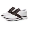 Sapatos de golfe brancos de luxo para homens com cadarços fixos gravados, sapatos masculinos para competição esportiva profissional, tamanhos grandes 45, 46, 47