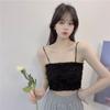 Camisole Vest Renda Pétala de Rosa Costas Plissadas Para Usar por Cima Top Interno Sem Alças com Bojo Roupa Íntima Feminina