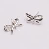 Pins para oreja chapados en oro de 14K que conservan el color, chapados en plata con lazo y aro, accesorios para aretes, materiales semiacabados para aretes DIY hechos a mano