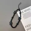 Pingente de Celular Preto Gato Três Gatos com Contas, Cordão Ccd Preto Estilo Japonês e Coreano Cool, Acessório de Contas Artesanal de Alto Padrão DIY, Versátil e Único