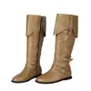 Tamanho 35-48 Estilo Europeu e Americano Zíper Lateral Botas de Couro Femininas Amazon Outono e Inverno Tamanho Extra Grande Transfronteiriço Botas de Salto Baixo