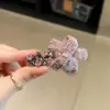 Elegante e Sofisticado Grampo de Cabelo com Laço de Lã Roxa e Strass Brilhantes, Acessório de Cabelo Moderno e Versátil