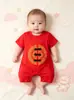 Ropa de Bebé de Luna Llena Fina de Verano para Recién Nacidos Ropa para Cumpleaños de 100 Días 100 Años 1 Año Niños Niñas Conjunto de Body Rojo