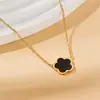 Moderna, Elegante, Simple y Versátil Acero Inoxidable Trébol de Cuatro Hojas de la Suerte Flor de Cinco Pétalos Flor Única Collar Cadena para Clavícula de Gama Alta para Mujer