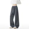 Calça de moletom casual masculina de perna reta, estilo relaxado, moderna, versátil para o outono, modelagem solta, calça esportiva masculina cinza