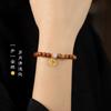 Rosário de sândalo Laoshan Guochao pulseira requintada feminina artística Mori elegante pulseira da sorte de jade