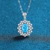 Novo Ice Flower Cut S925 Sterling Silver Vermelho Amarelo Rosa Mar Azul Alto Carbono Colar de Diamantes Europeu e Americano Niche Design Sense