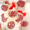 Set Completo de Decoración de Habitación de Boda para Recién Casados, Decoración de Casa Nueva, Sala de Estar y Dormitorio de Boda, Guirnalda de Peces Koi con Carácter de Doble Felicidad