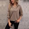 Bai Fen Zhi Yi Amazon 2025 Nova Roupa Feminina Europeia e Americana Outono Moletom com Capuz Cor Sólida Casual Transfronteiriço para Mulheres