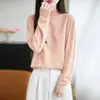 Suéter de Lana Pura Estilo Old Money de Cuello Semi Alto para Mujer, Patrón de Diamantes con Textura Sutil, Cálido y Favorecedor, Prenda Base de Punto para el Trabajo