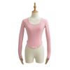 Camiseta de estilo americano Spice Girl con dobladillo curvo y cintura ajustada, estilo europeo y americano, color liso, cuello en U, para mujer, otoño 2024