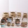 099-112 Cesta plegable estilo pastoral, tejida con hierba marina, maceta decorativa, cesta para ropa sucia, asa, bolsa de almacenamiento de cosméticos para orquídeas