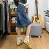Shorts de mezclilla vintage para mujer talla grande, pantalones de verano de 5 puntos de tiro bajo, pantalones rectos holgados de pierna ancha de longitud media
