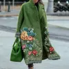 2026 Nuevo Cruce de Fronteras Europeo y Americano Otoño Comercio Exterior Ropa de Mujer Amazon Abrigo Largo con Solapas de Lana Estampado de Talla Grande
