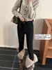 Liquidación, Sin Devoluciones ni Cambios. Elástico en Cuatro Direcciones, Textura de Lujo Ligero, Forro Polar, Doble Botón, Jeans Skinny de Cintura Alta Adelgazantes 72160-2