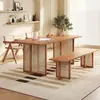 Mesa y sillas de comedor de madera maciza nórdica, estilo Wabi-Sabi, madera natural, mesa de comedor rectangular, adecuada para casas de huéspedes, restaurantes, salas de estar y como escritorio combinado para comer y estudiar