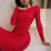 Transfronterizo europeo y americano nuevo sexy moda sin espalda manga larga cordones costuras abertura vestido largo tubo mujer