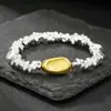 Pulseira de Pedra Negra Moda Transfronteiriça Europeia e Americana para Mulheres, Nova Pulseira com Pingente Irregular em Forma de Coração Retrô, Presente de Feriado para Mulheres