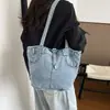 Bolso de Hombro de Mezclilla Casual Artístico para Mujer, Nuevo Simple Retro de Verano 2026 Bolso Cubo de Gran Capacidad