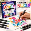 ¡Guau, 24 piezas de marcadores acrílicos de doble color de 48 colores con puntas de pincel suave de doble extremo, bolígrafos de pintura y set de bolígrafos de pintura para manualidades