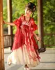 Vestido Hanfu para niñas, otoño 2025, estilo chino antiguo, bordado, princesa, ropa infantil