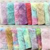 Tela de Peluche Larga Colorida Tie-Dye, Suave Peluche Multicolor Imitación Conejo Gradiente Juguete de Peluche Material PVC