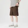 Shorts Casuais Retro Masculino, Verão Estilo Americano Tendência Cor Sólida Lavado 315g Peso Pesado Esportivo Solto Cinco Pontos