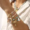 Zb0410 Colgante de Estrella de Mar y Concha de Acero Inoxidable para Playa de Verano, Color Dorado 14K Electrochapado, Cordón de Conservación de Color, Collar y Pulsera para Mujer