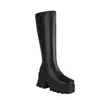 Botas de Montar Cuadradas de Tacón Sólido Europeas y Americanas 34-43 Otoño/Invierno Transfronterizas Punta Redonda Talla Grande Suela Gruesa Impermeable Plataforma Cremallera Lateral Tacón Cuadrado