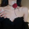 Colar de flor rosa em tecido super fada, gargantilha de alta qualidade, colar de personalidade, acessórios de joia estilo Hepburn retrô para mulheres