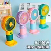 Ventilador de mano portátil popular de dibujos animados, recargable por USB, alto valor estético, ventilador de tres velocidades, ventilador eléctrico para estudiantes