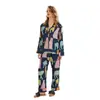 [Leopardo nebuloso azul] pijama mujer verano manga corta seda de hielo fino talla extra grande caricatura primavera y otoño se puede usar ropa de casa