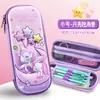 Estuche para Lápices de Unicornio Tridimensional 3D, Caja de Papelería de Aspecto Elevado, Estuche Multifuncional de Gran Capacidad para Estudiantes de Primaria Venta al por Mayor Transfronteriza