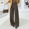 Pantalones Rectos de Lana a la Moda para Mujer, Nuevo Estilo Otoño/Invierno 2026, de Cintura Alta, que Cubren la Cadera, Casual, Versátil, para el Trabajo, Pantalones de Pierna Ancha