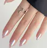 Moda para unhas europeia e americana comércio exterior peças de unha vento suave clássico cor sólida rosa 24 peças de amêndoa perolada armadura de uso atacado