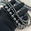 Collar de Perlas Negras Tahitianas Familia S para Mujer en Capas de Lujo Ligero Gargantilla Cadena para Clavícula Accesorios de Nicho en Capas