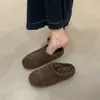 Zapatos Birkenstock de estilo coreano con punta cerrada para mujer para usar en exteriores, Nuevos estilos de zapatillas cálidas de algodón afelpado, Medias zapatillas Birkenstock de estilo perezoso para una pierna