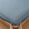 Conjunto de lençóis de cor sólida, camada única, lavável à máquina, algodão original, tecido grosso (tamanho individual ou duplo), adequado para dormitórios, conjunto de três peças, disponível para dropshipping internacional