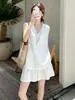 Conjunto de Chaleco Chaqueta y Pantalones Casual de Lujo Ligero de Verano 2026 Estilo de Viaje Elegante Holgado Sin Mangas para Mujer de Gama Alta