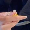 Anillo de ola color arena dorada pez hundido y ganso salvaje cuentas redondas multicapa anillo para dedo vivo de imitación de oro joyería de moda suministro directo de fabricantes femeninos