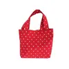 Bolsa de Almuerzo Portátil de Nylon con Lunares Retro, Bolso Tote Pequeño Impermeable Simple de Mano, Bolsa de Almacenamiento para Compras Diarias