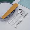 Juego de Cubiertos Portátiles de Acero Inoxidable Personalizado Cuchara de Cintura Pequeña Tenedor Palillos Juego de Tres Piezas Cubiertos para Una Persona Juego de Cubiertos de Regalo
