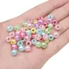 Cuentas sueltas acrílicas nacaradas de color sólido con perforación cuatrifacial para cadenas de teléfono móvil, accesorios para pulseras hechas a mano DIY
