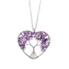 Amazon Árbol de la Vida de Cristal de Grava Natural Árbol del Dinero de Piedra Natural Colorida Raíz en Forma de Corazón Collar N36